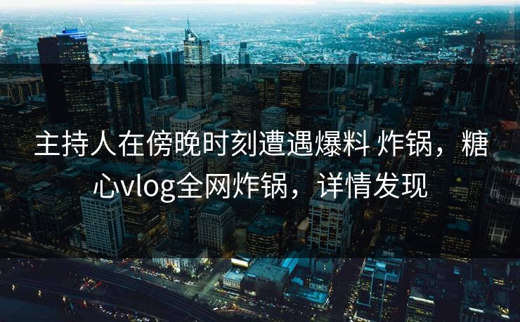 主持人在傍晚时刻遭遇爆料 炸锅，糖心vlog全网炸锅，详情发现